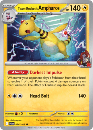 Team Rocket’s Ampharos 74 / 182