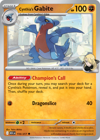 Cynthia's Gabite 110 / 217