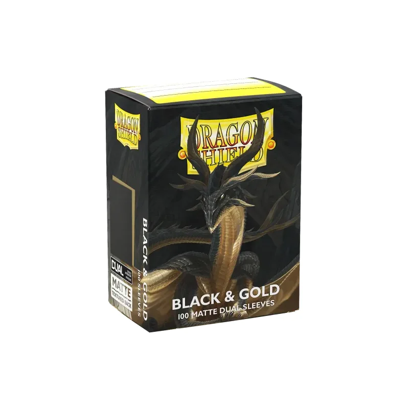 Dragon Shield - Standard Size Dual Matte Sleeves (100 Sleeves) - Black & Gold